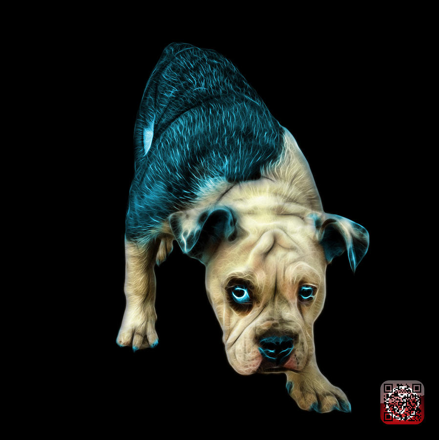 Cyan English Bulldog Dog Art - 1368 - BB Painting by James Ahn