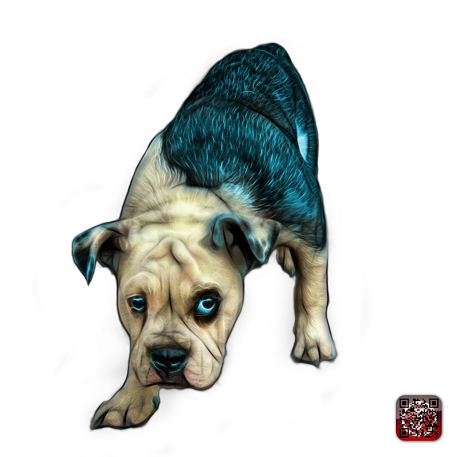 Cyan English Bulldog Dog Art - 1368 - WB Painting by James Ahn
