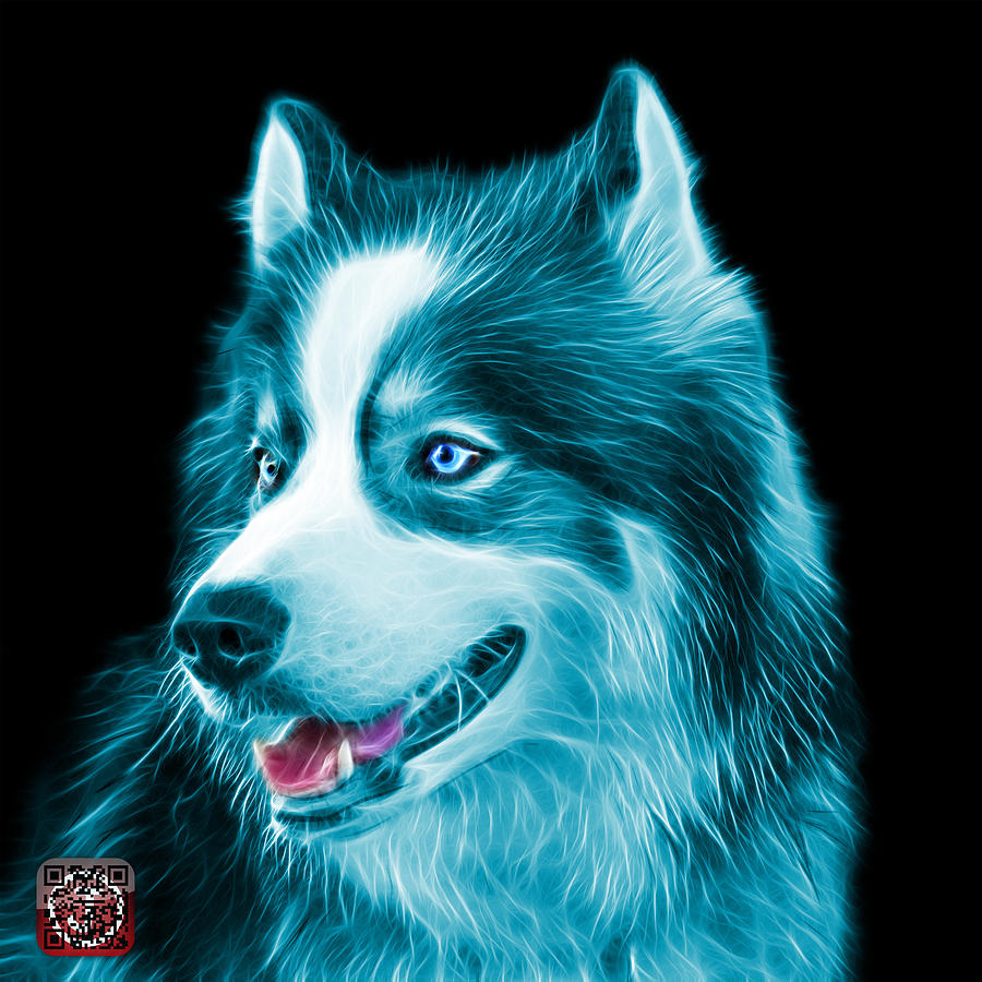 Cyan Modern Siberian Husky Dog Art - 6024 - BB Painting by James Ahn