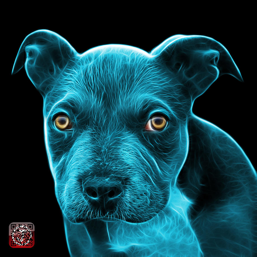 Cyan Pitbull puppy pop art - 7085 BB Painting by James Ahn