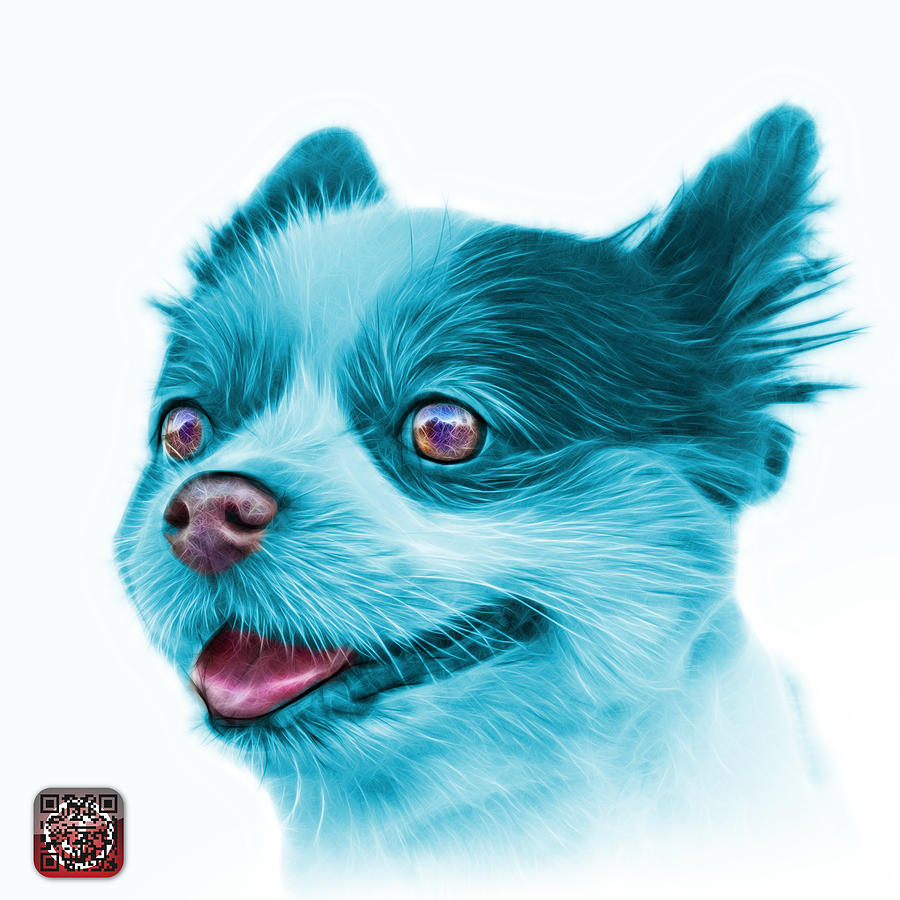 Cyan Pomeranian dog art 4584 - WB Painting by James Ahn