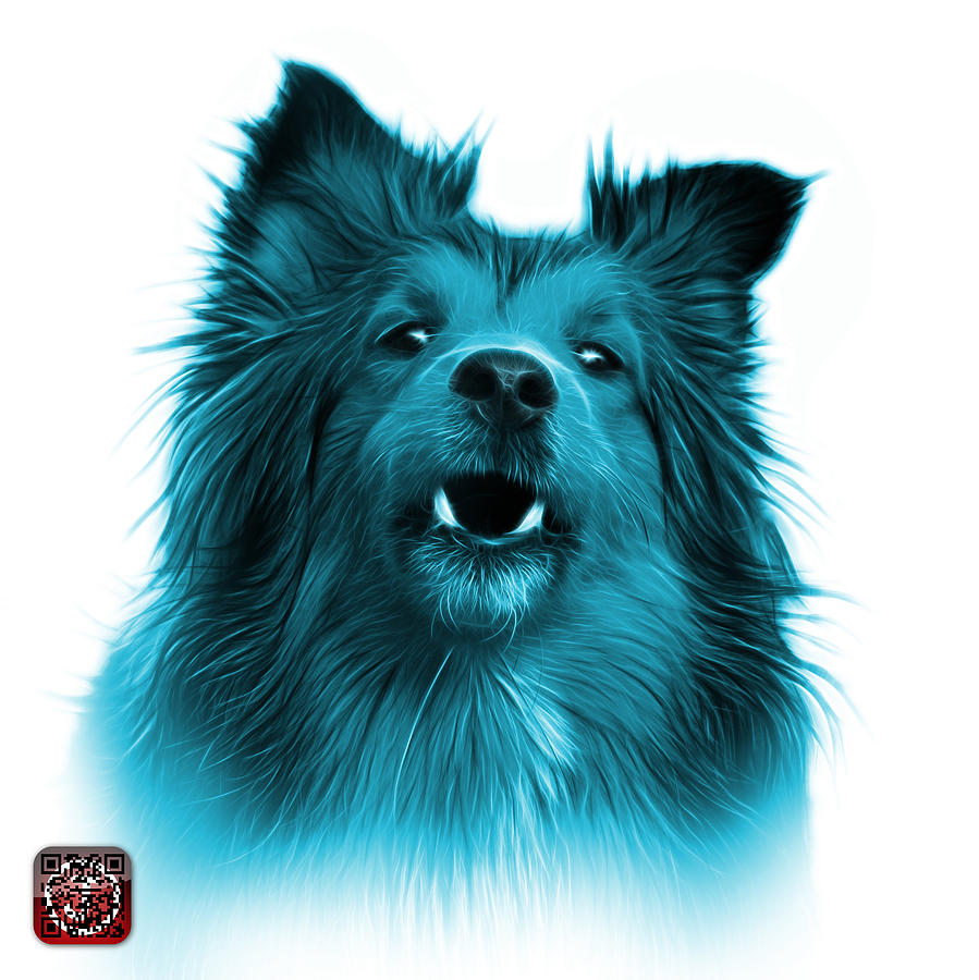 Cyan Sheltie Dog Art 0207 - WB Painting by James Ahn
