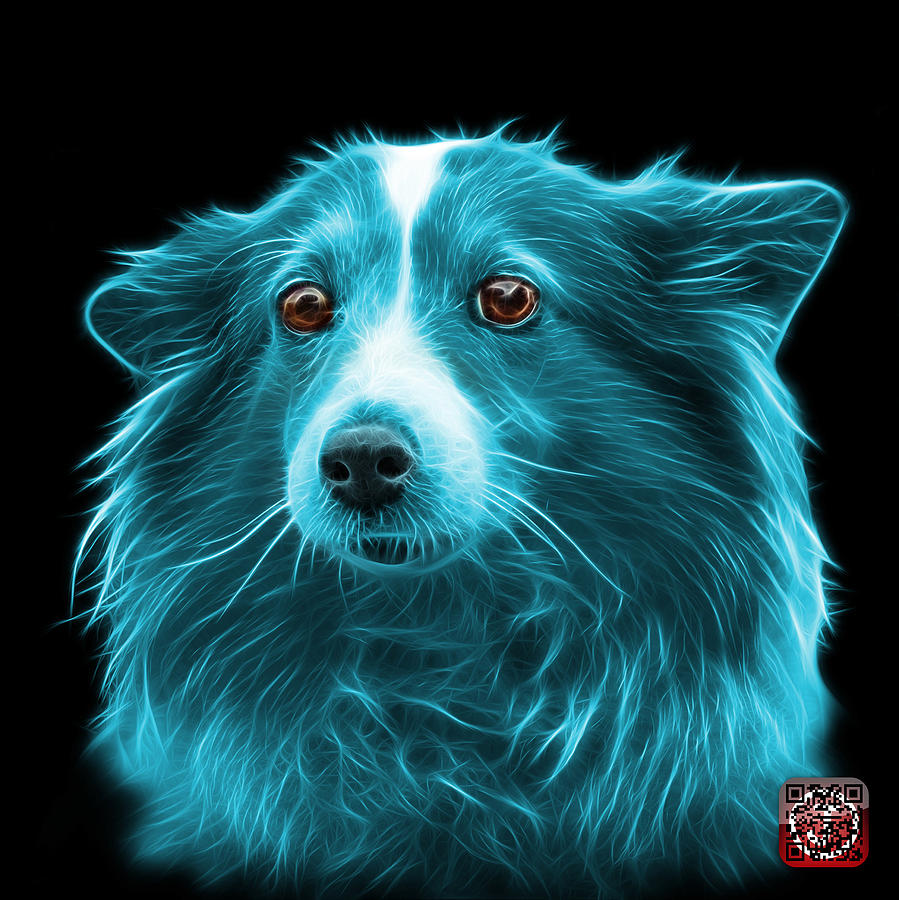 Cyan Shetland Sheepdog Dog Art 9973 - BB Mixed Media by James Ahn