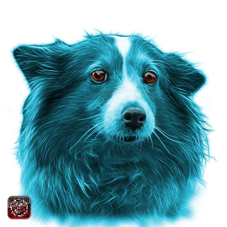 Cyan Shetland Sheepdog Dog Art 9973 - WB Mixed Media by James Ahn