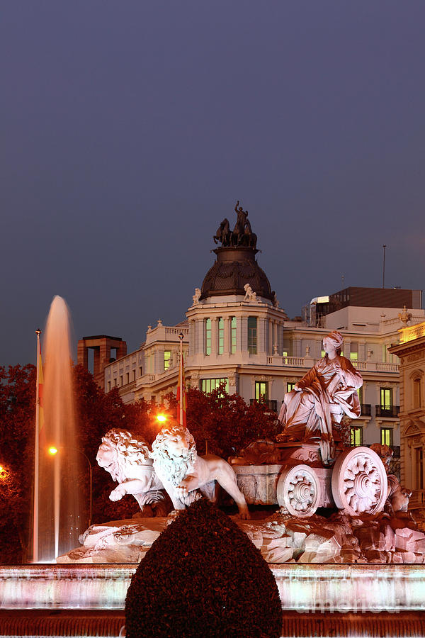 Cybele Fountain Twilight Madrid Photograph by James Brunker