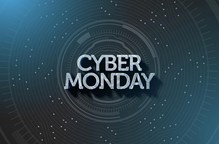 Holiday Digital Art - Cyber Monday Text On Black by Allan Swart