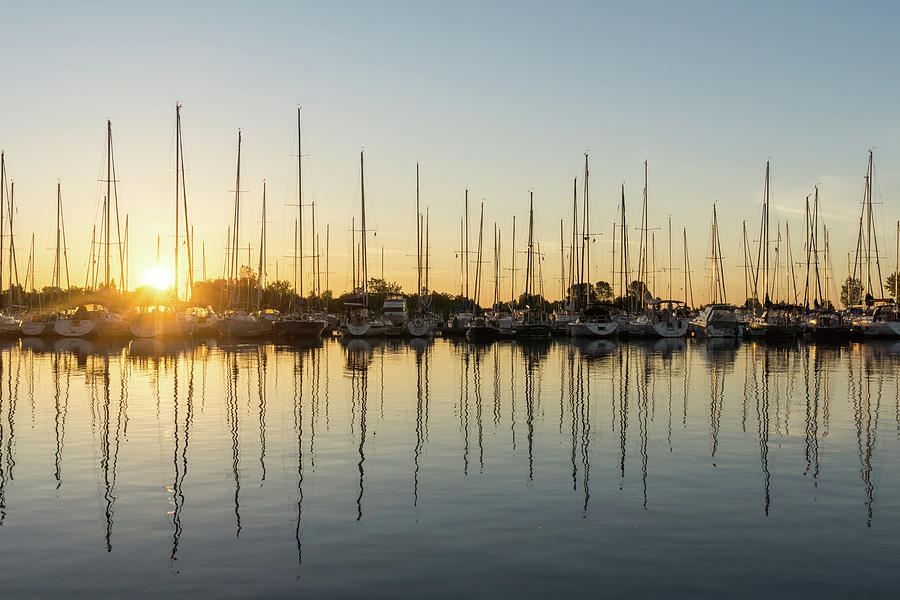 Cyber Yellow Sunrise with Yachts Photograph by Georgia Mizuleva