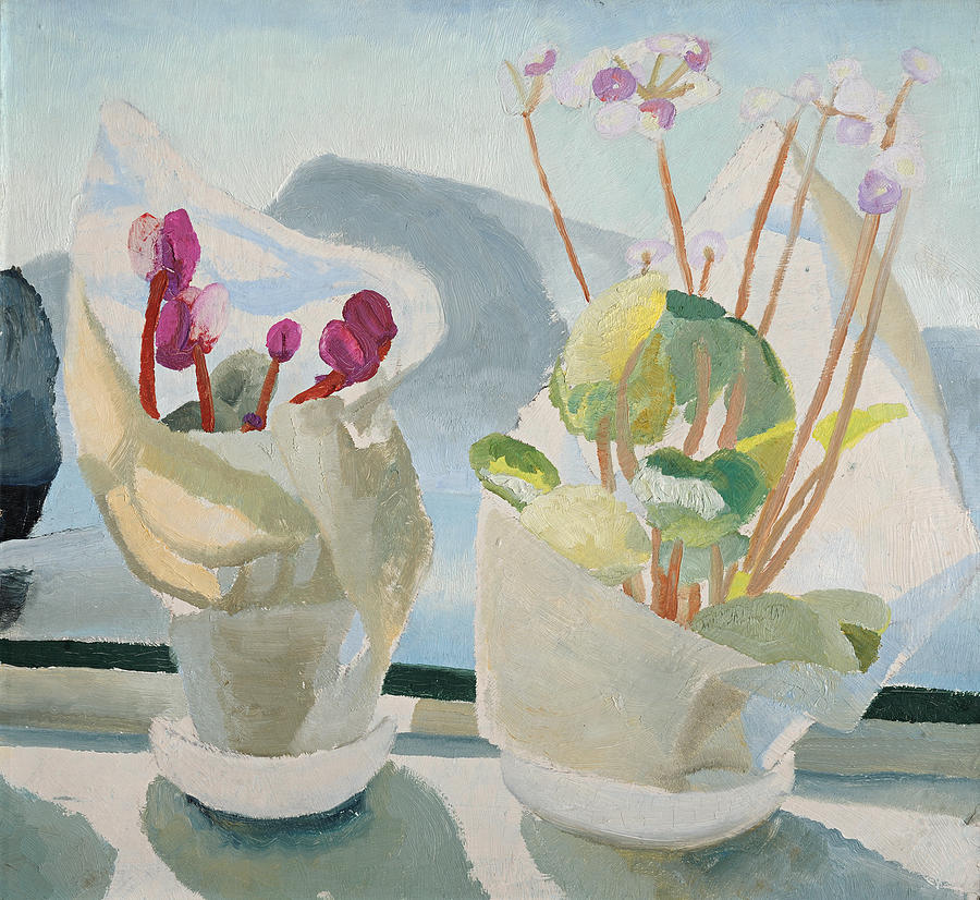 Flower Painting - Cyclamen and Primula by Winifred Nicholson