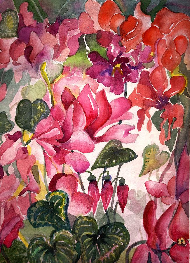 Cyclamen Painting by Mindy Newman