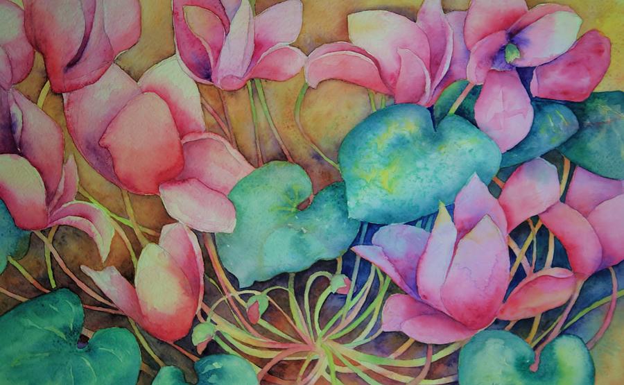 Flowers Still Life Painting - Cyclamen by Sherri Snyder