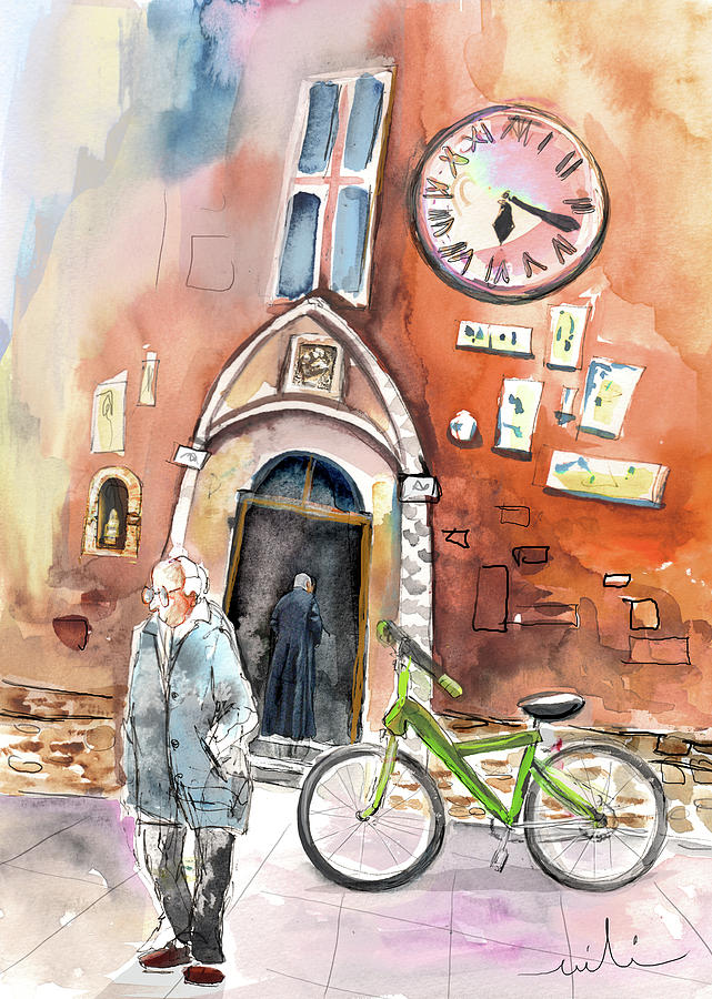 Impressionism Painting - Cycling in Italy 03 by Miki De Goodaboom