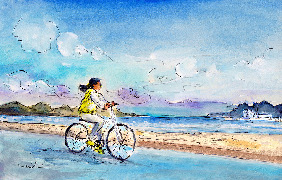 Cycling In Port De Pollenca In Majorca Painting by Miki De Goodaboom