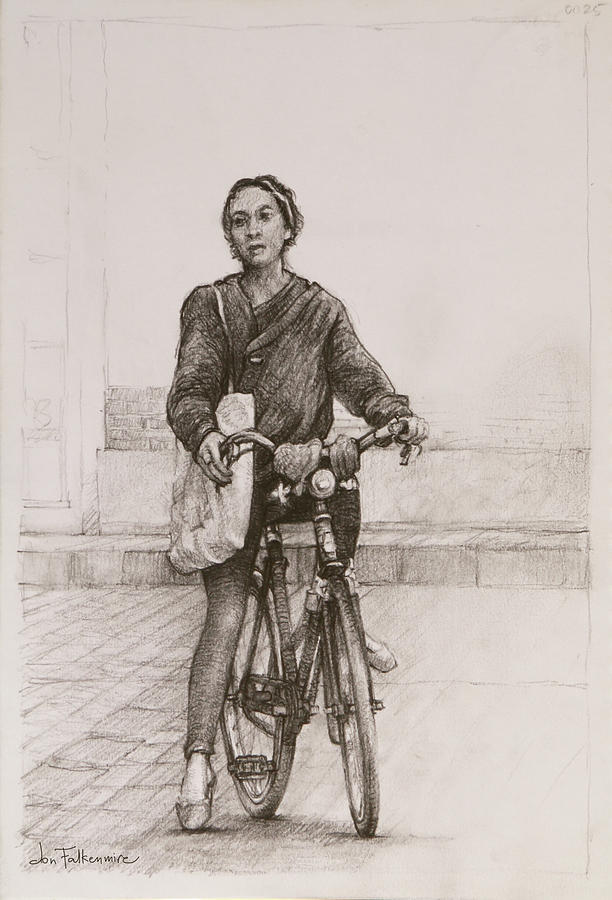 Cyclist Toulouse France Drawing by Jon Falkenmire