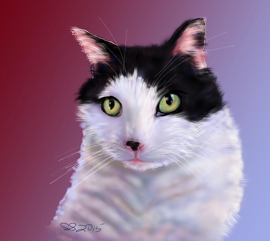 Cat Painting - Cyndies Bob by Susan Sarabasha