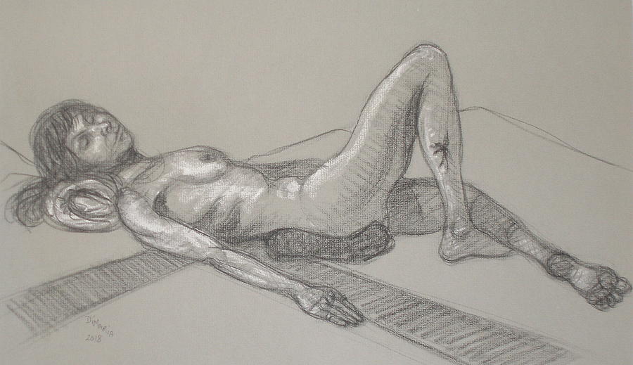 Cynthia Reclining 1 Drawing by Donelli  DiMaria