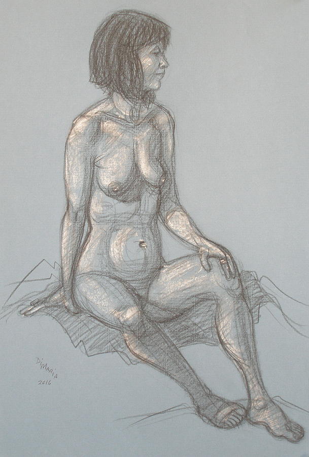 Cynthia Seated from Side Drawing by Donelli  DiMaria