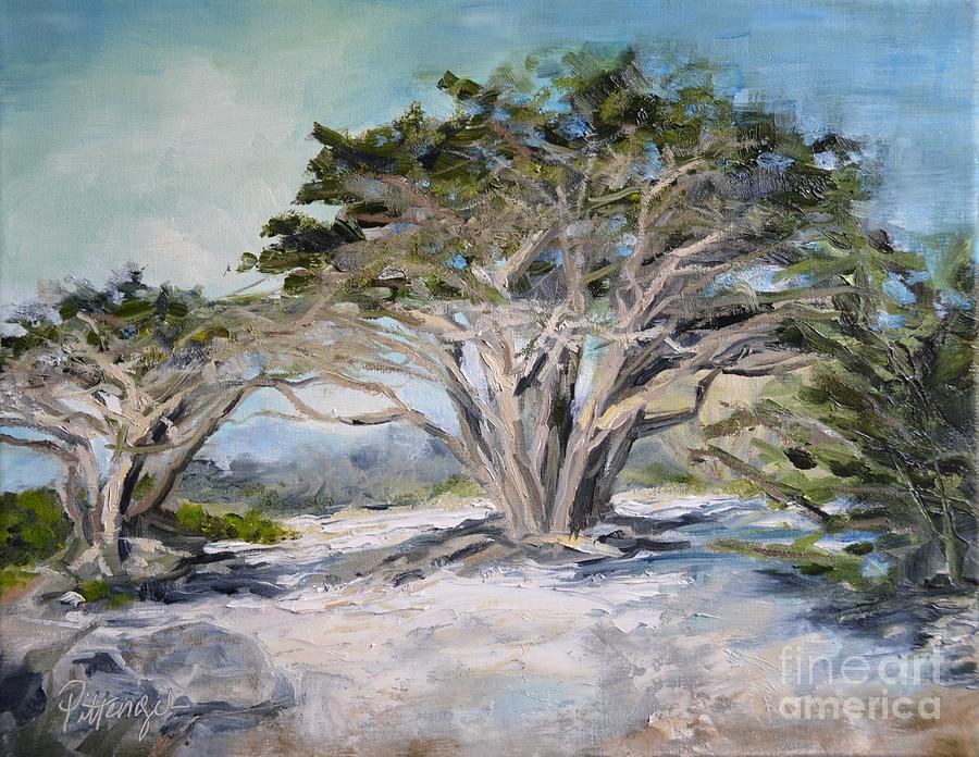 Impressionism Painting - Cypress at Carmel Beach by Lori Pittenger