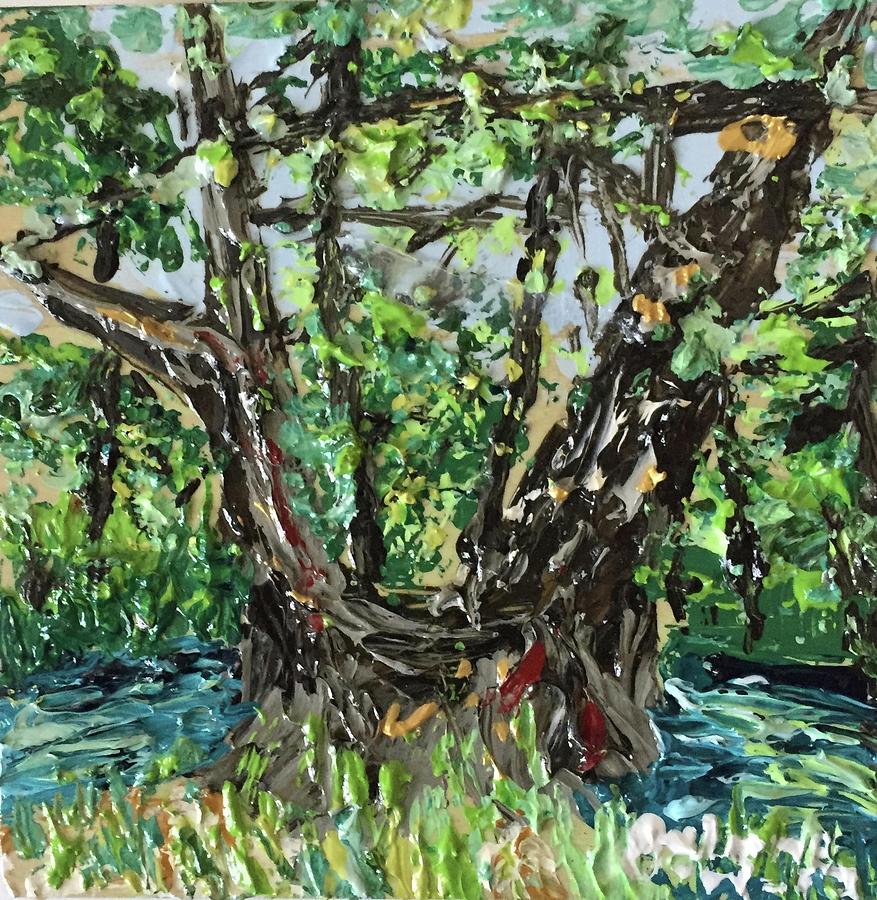 Cypress at the Blue Hole Painting by Julene Franki