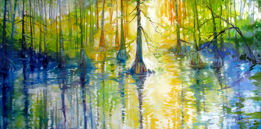 Tree Painting - Cypress Bayou Wetlands by Marcia Baldwin