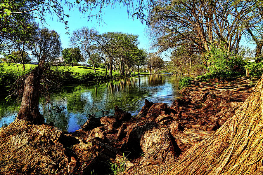 Cypress Bend Park Painted Photograph by Judy Vincent