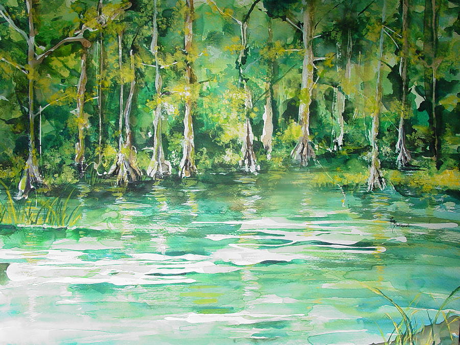 Cypress in Summer Painting by Robin Miller-Bookhout