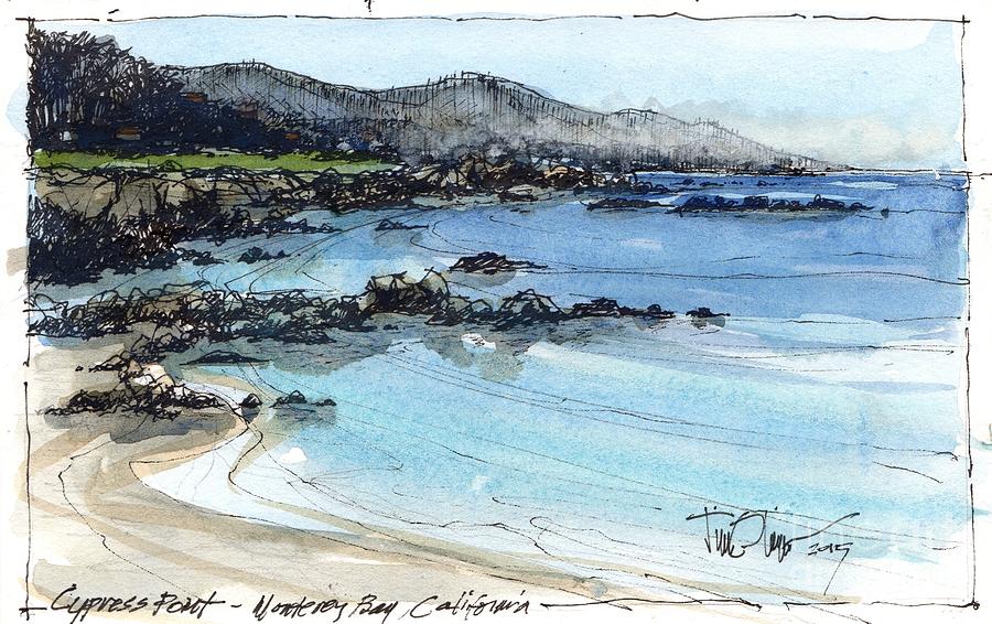 Cypress Point Sketch Painting by Tim Oliver