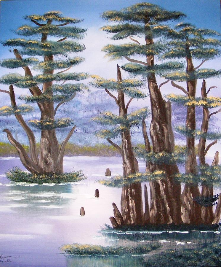 Cypress Swamp Painting by Donna Painter