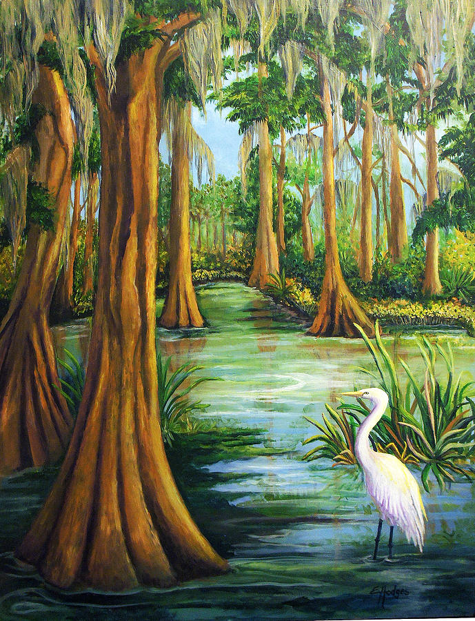 Landscape Wall Art Swamp Painting Cypress Swamp Poster Landscape