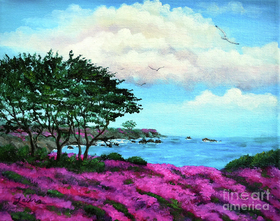 Cypress Trees By Lovers Point Painting
