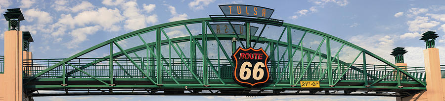 Tulsa Photograph - Cyrus Avery Route 66 Bridge Panorama - Tulsa Oklahoma by Gregory Ballos