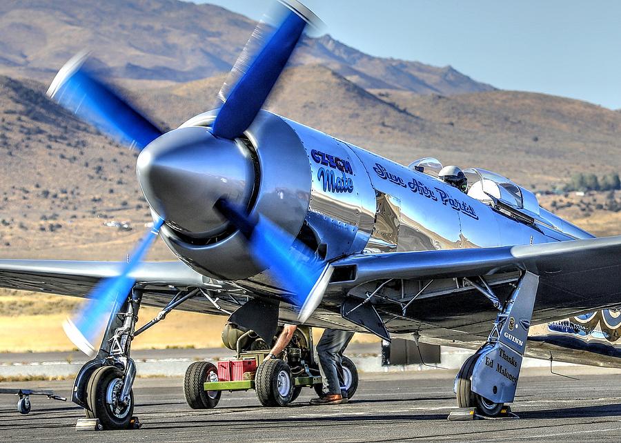 Sunday Afternoon Photograph - Czech Mate Engine Start Sunday Afternoon Gold Unlimited Reno Air Races by John King