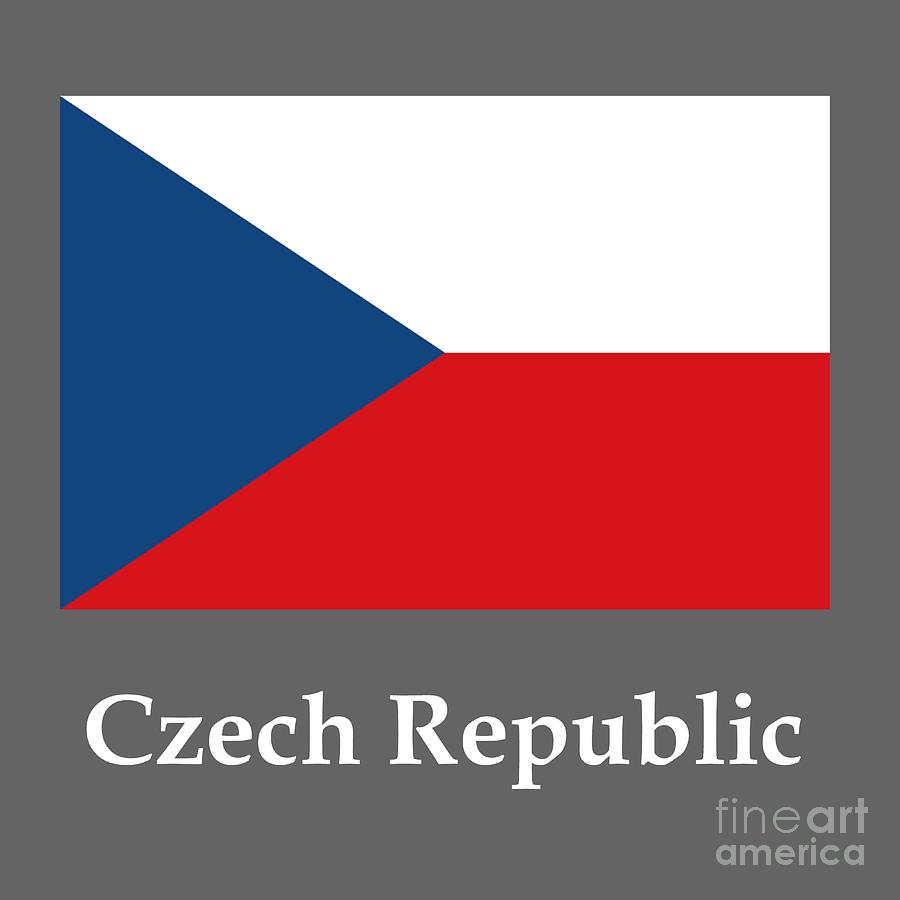Flag Digital Art - Czech Republic Flag And Name by Frederick Holiday