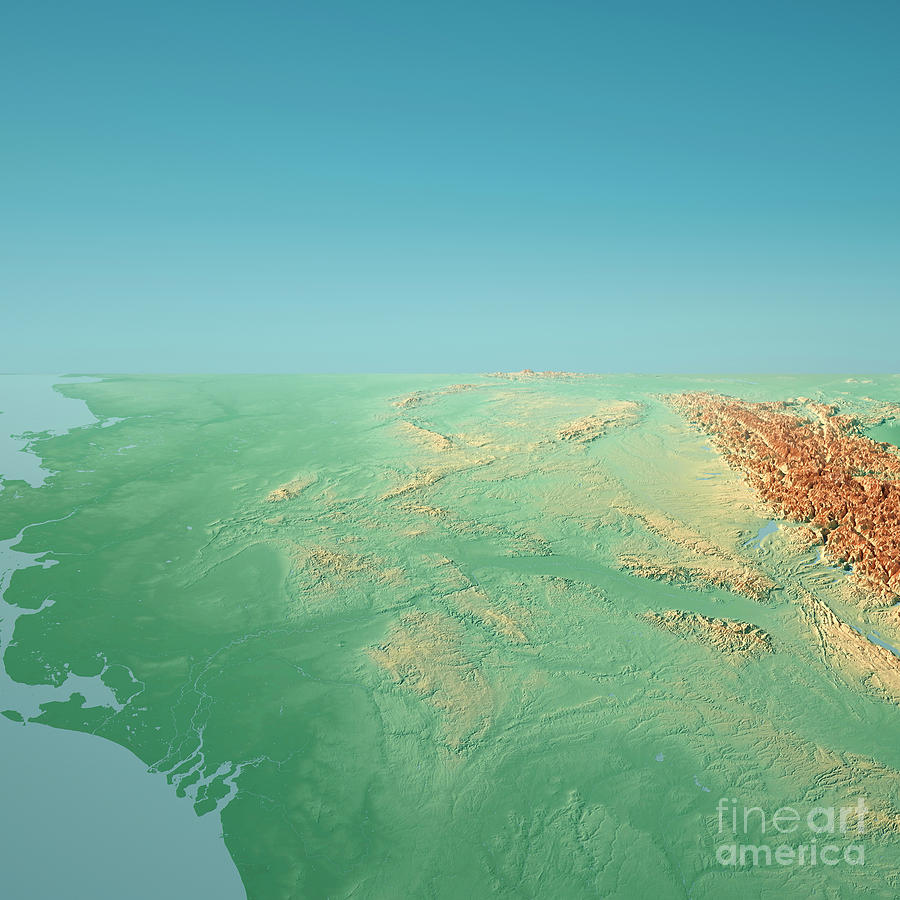 D A Ch Countries 3d Render Topographic Landscape View From West Digital Art By Frank Ramspott 0855