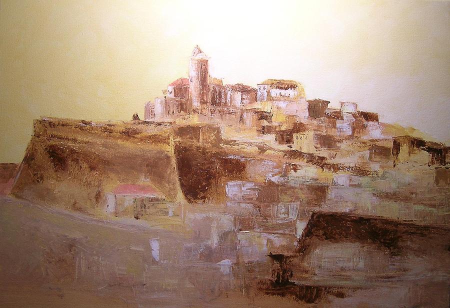D Alt Vila Ibiza Old Town Painting by Lizzy Forrester