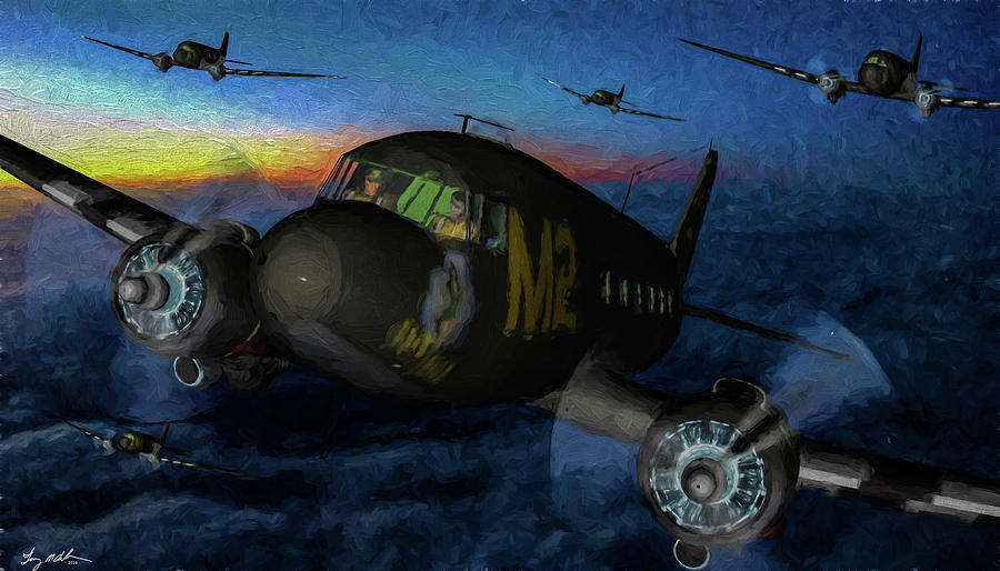 Airborne Digital Art - D-Day Doll June 6th 1944 - Oil by Tommy Anderson