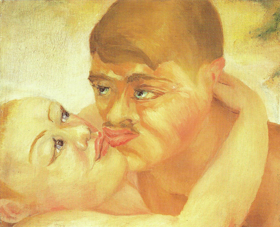 Jaws Painting - D H Lawrence Close Up Kiss by D H Lawrence