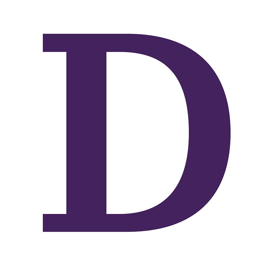 D Digital Art - D in Purple Typewriter Style by Custom Home Fashions