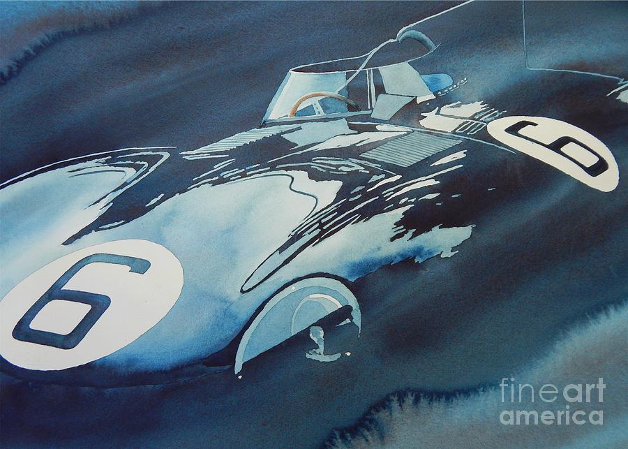 Jaguar Painting - D Type Blues by Robert Hooper