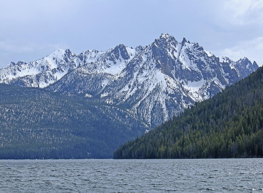 D07331 Sawtooth Peaks Rise above Redfish Lake Photograph by Ed Cooper Photography