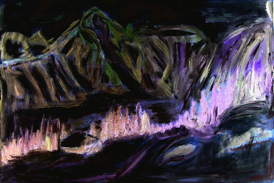 D17 - landscape by night Painting by KUNST MIT HERZ Art with heart