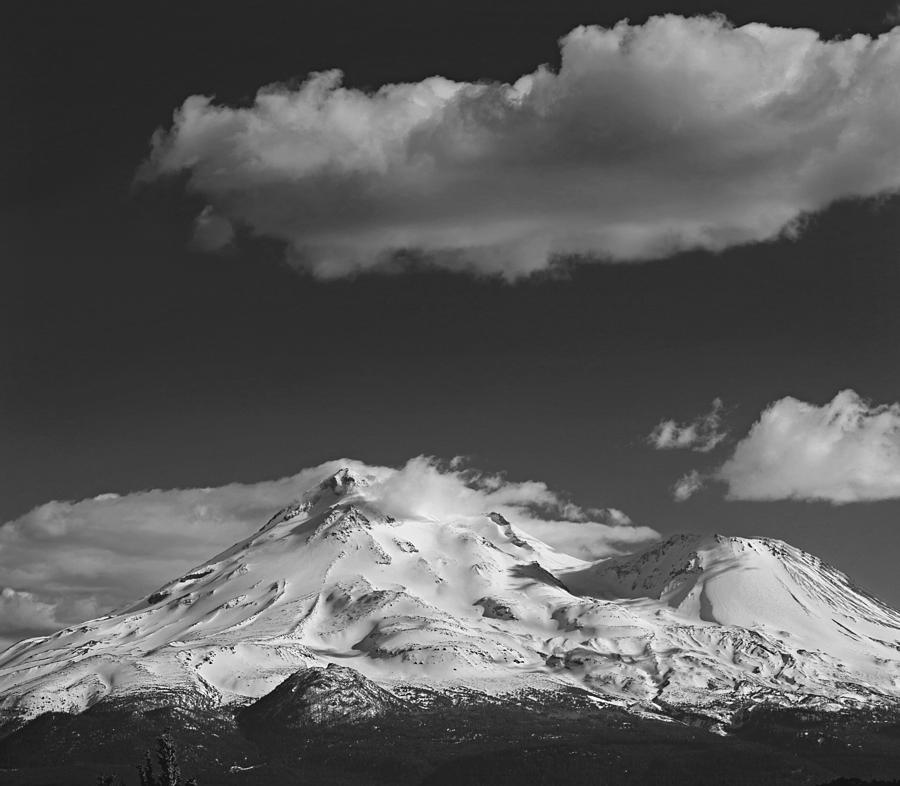 D2M6106-BW Mt. Shasta and Shastina Crater Photograph by Ed Cooper Photography