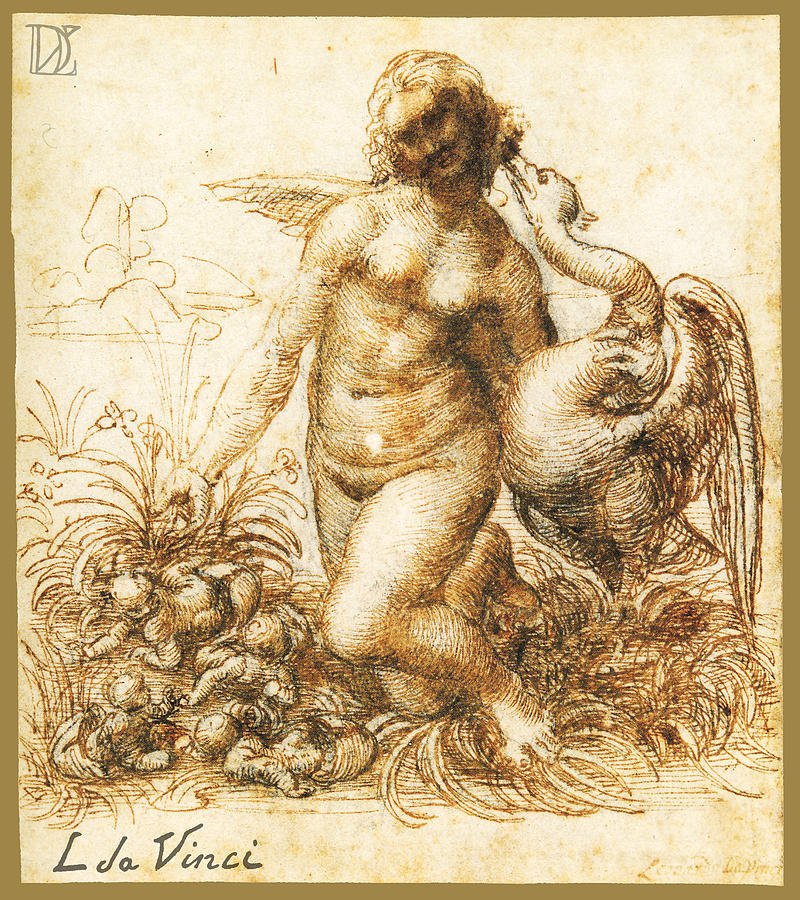 Da Vinci Leda And The Swan Remastered By Da Vinci Painting by Tony Rubino