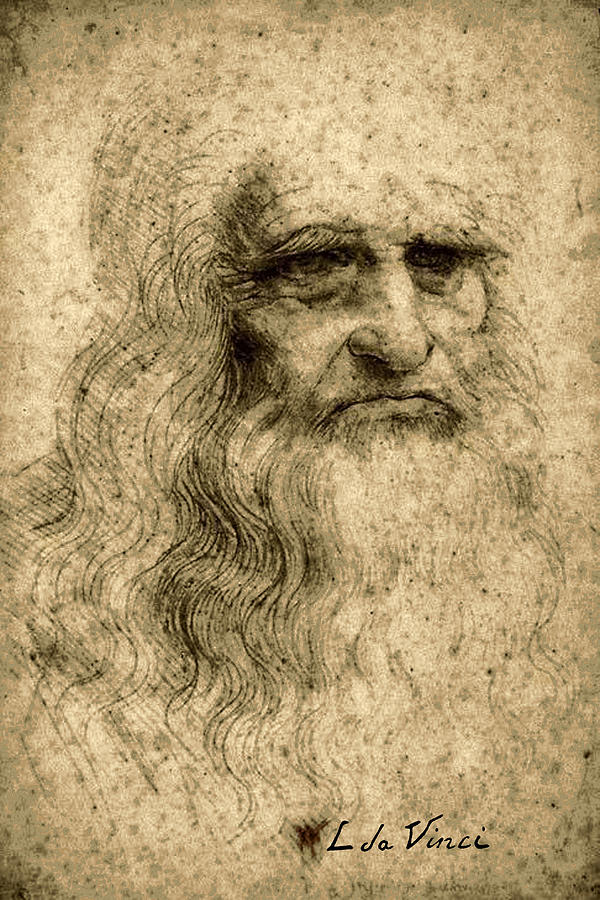 Da Vinci Self Portrait Remastered By Da Vinci Painting by Tony Rubino