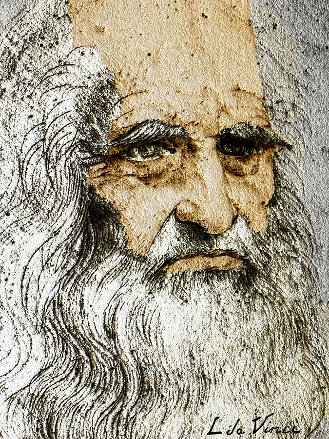 Da Vinci Self Portrait Remastered With Added Color By Da Vinci Painting by Tony Rubino