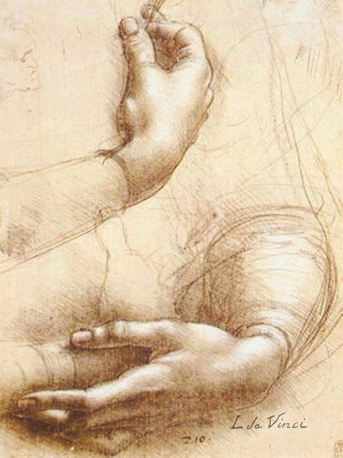 Da Vinci Study of hands Painting by Tony Rubino