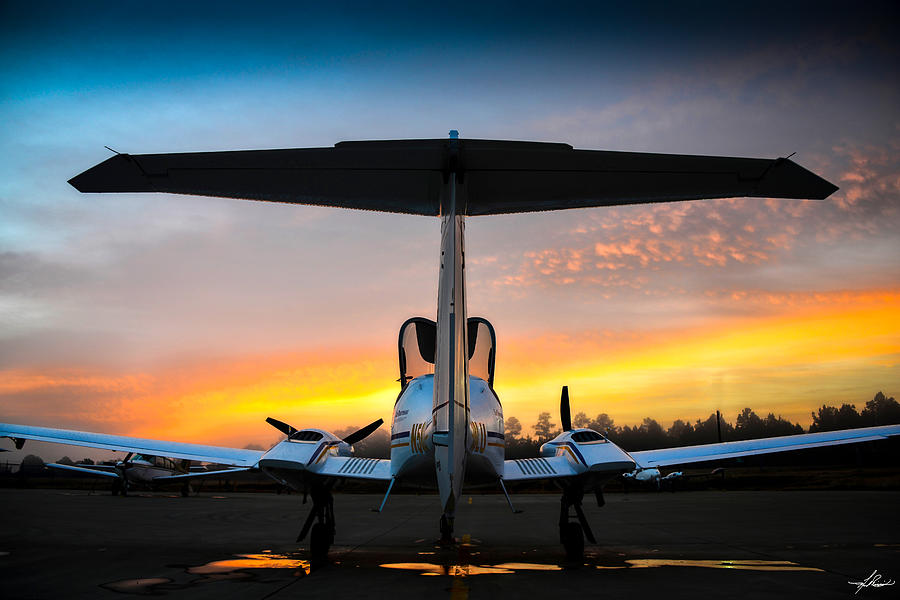 Airplane Photograph - DA42 Facing the Dawn by Phil And Karen Rispin