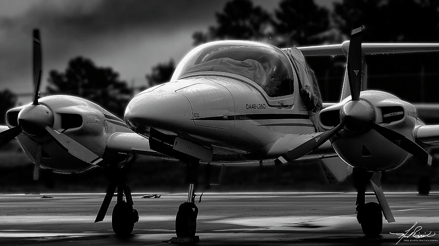Airplane Photograph - DA42 in Black and White by Phil And Karen Rispin