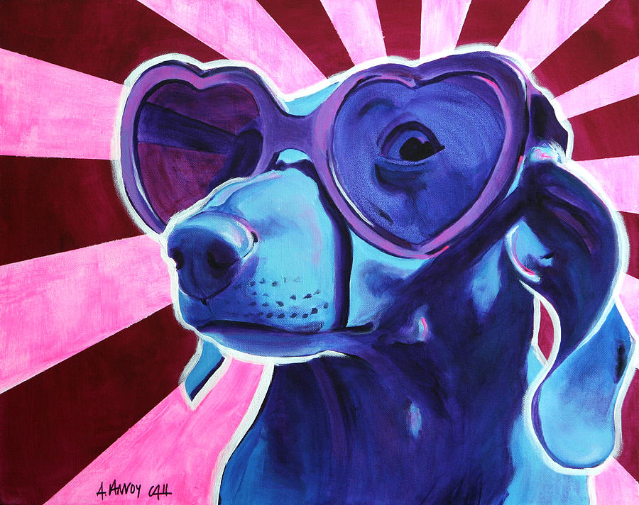 Dachshund - Puppy Love Painting by Dawg Painter