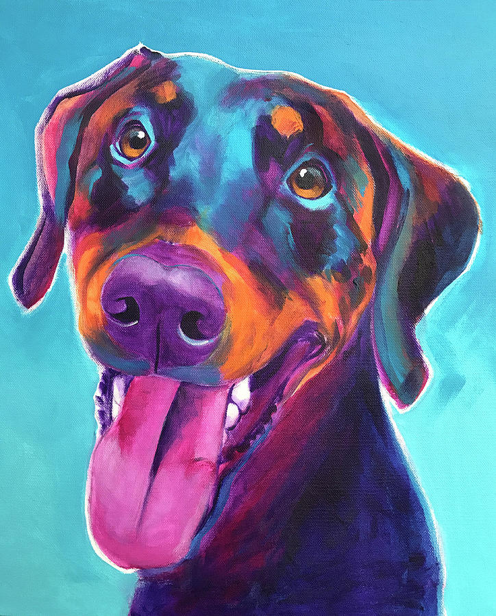 Dog Painting - Doberman - Annie by Dawg Painter