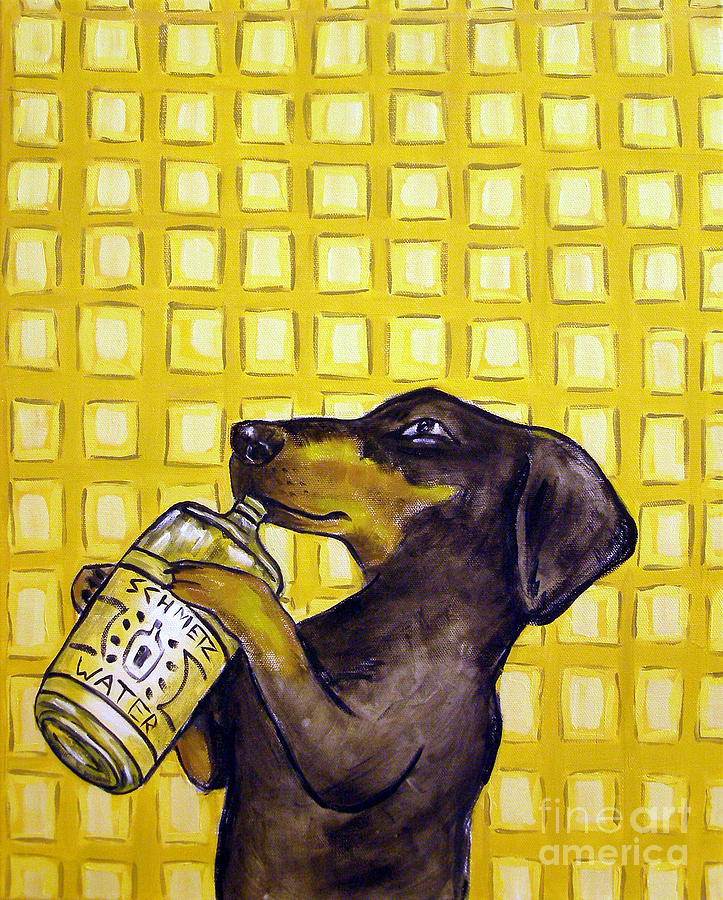 Dachshund Painting - Dachshund Drinking Water by Jay  Schmetz